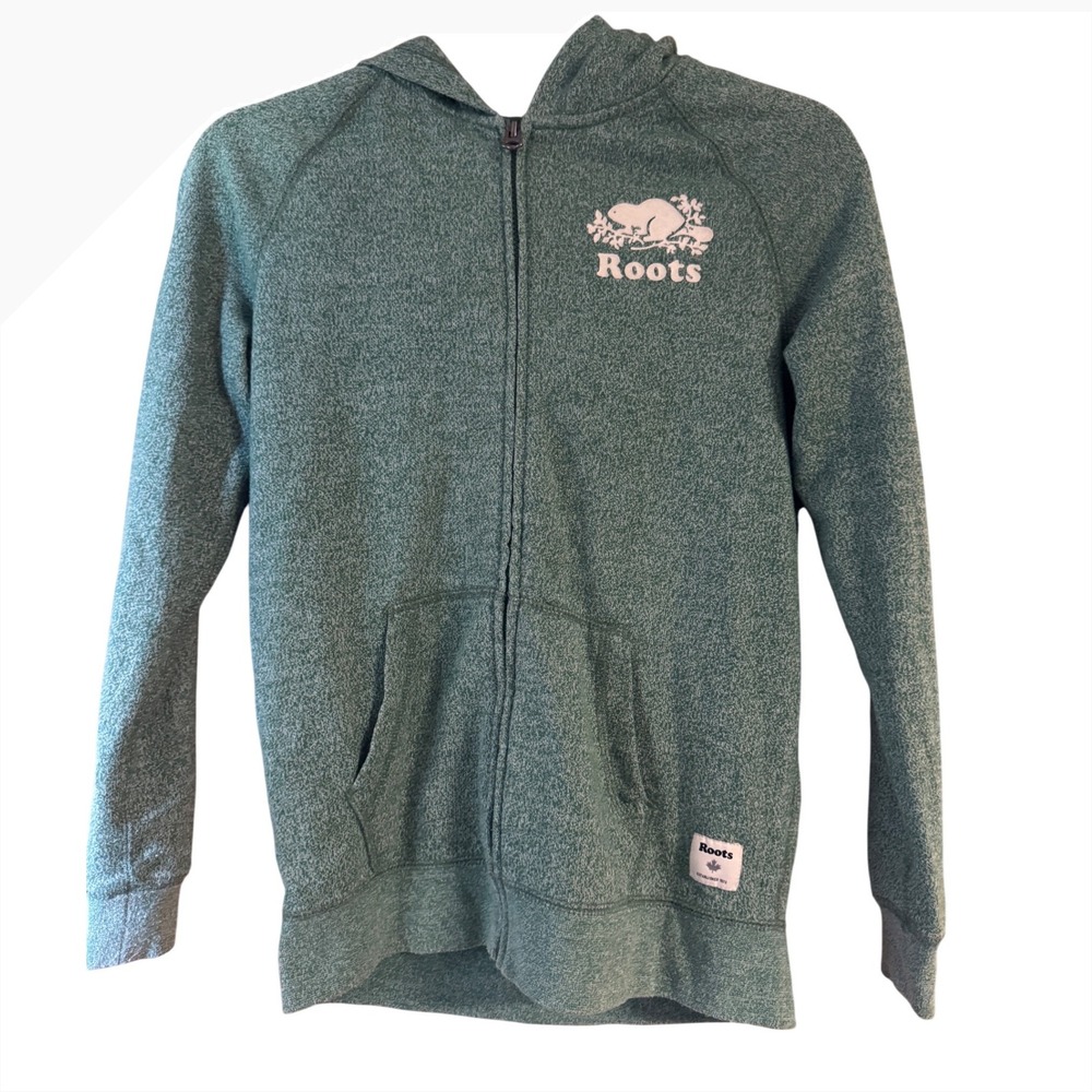 Roots Kids Green Salt and Pepper Full Zip Hoodie XL 11-12 Years